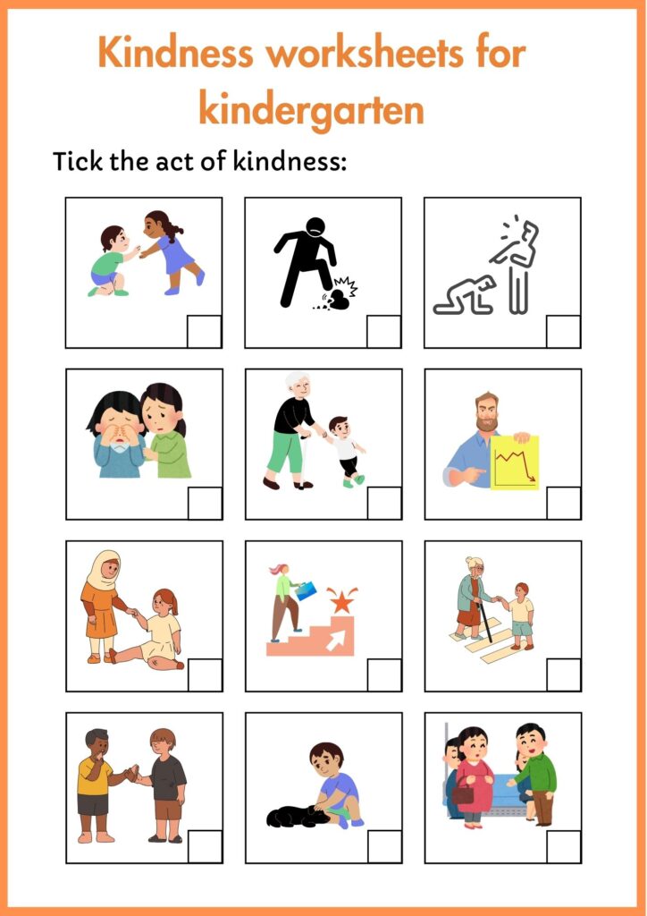 Kindness worksheet 3 for kindergarten