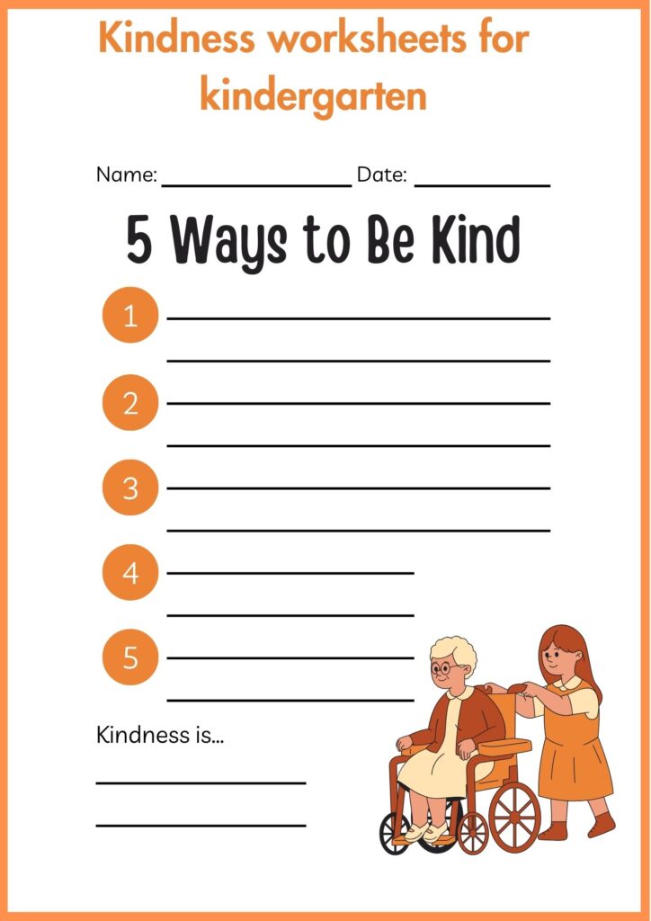 Kindness worksheet 4 for kindergarten