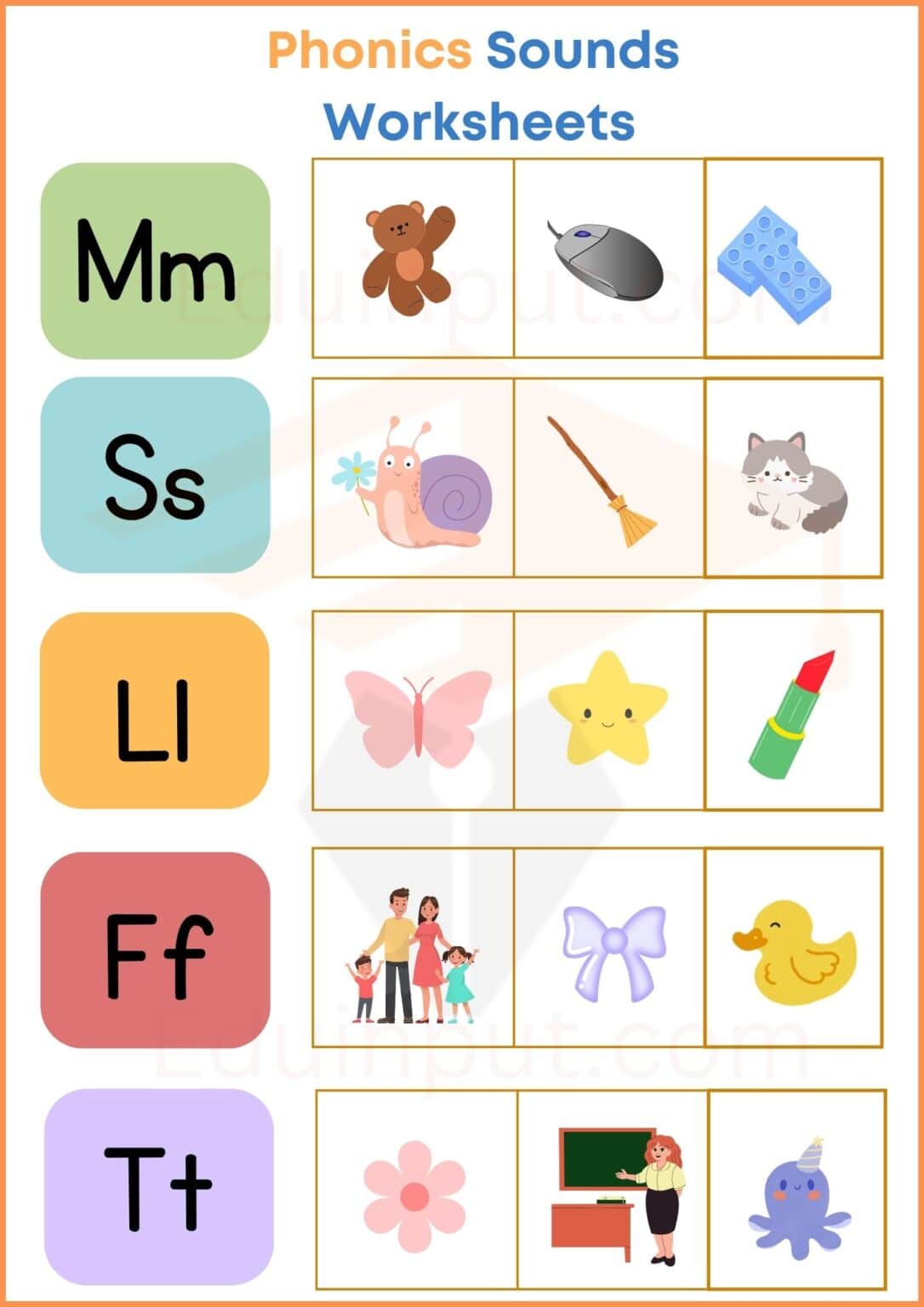 Phonics Sound Worksheets for Kindergartens