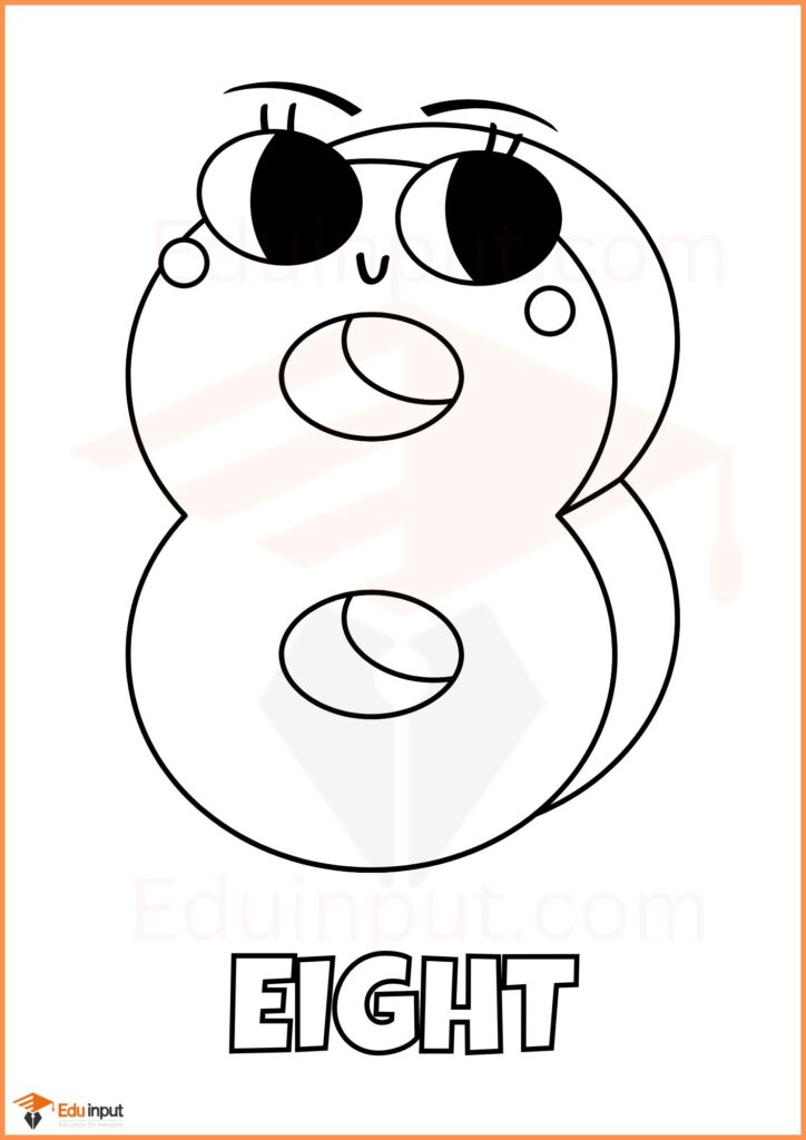 Preschool color the number 8 worksheet