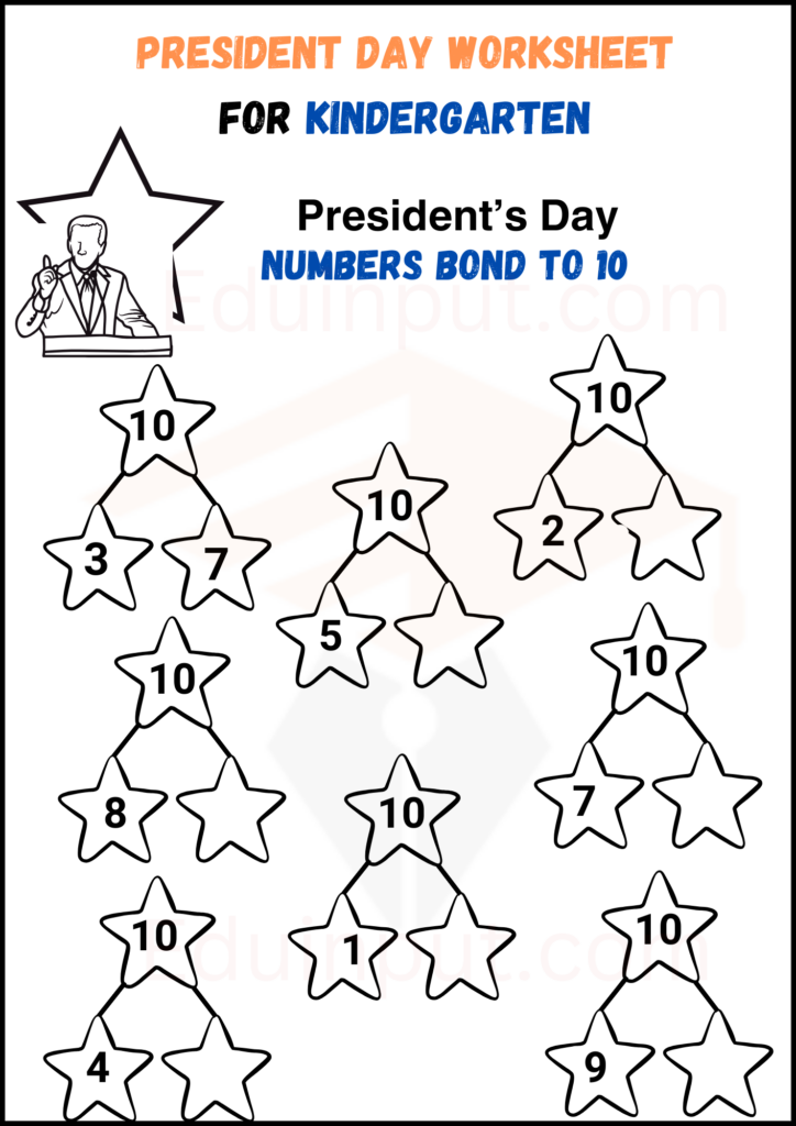 President day worksheet for kindergarten 1