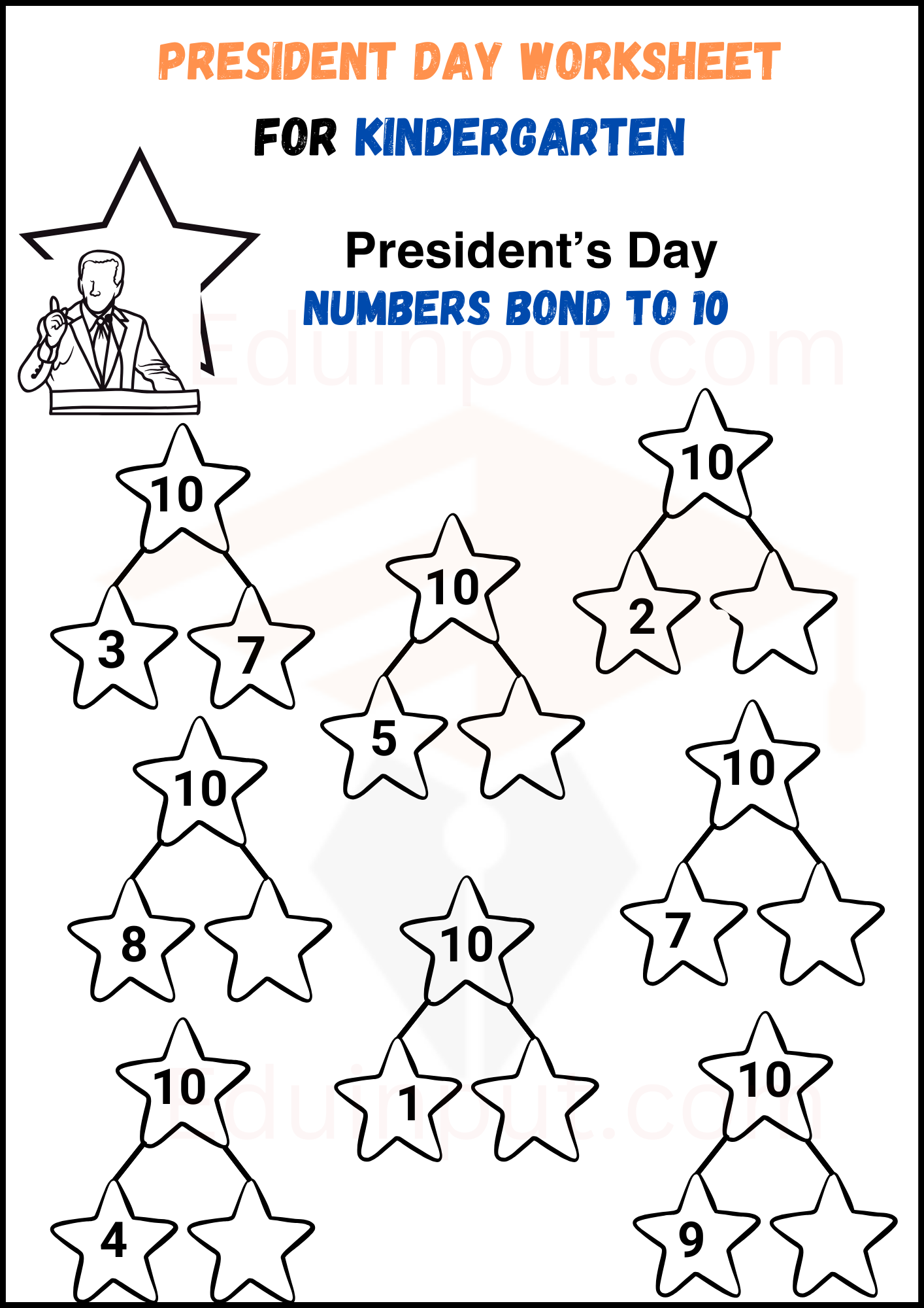 President Day Worksheets for Kindergartens