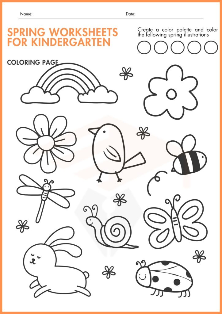 SPRING worksheet 1 for kindergarten