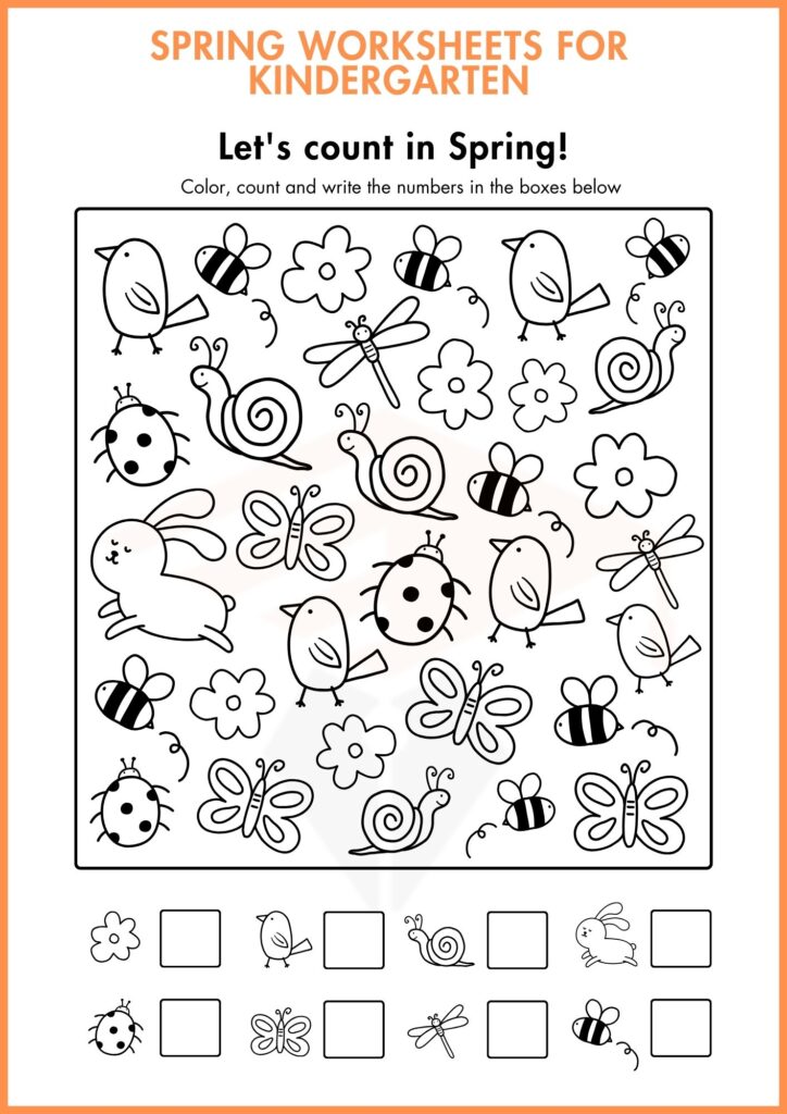 SPRING worksheet 3 for kindergarten