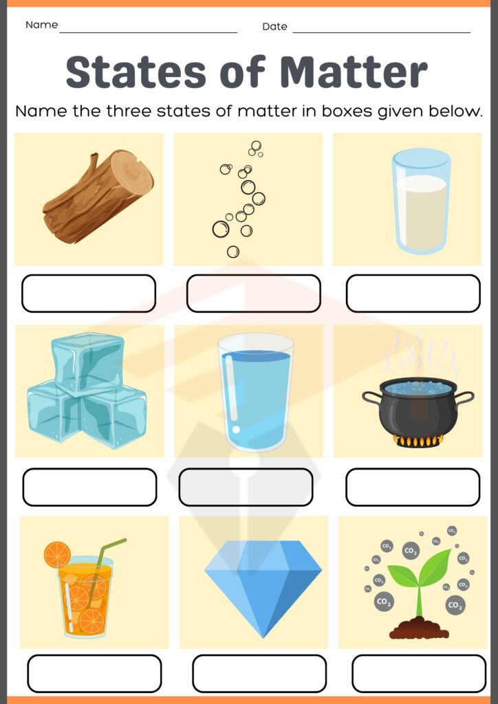 States of Matter worksheet for kids