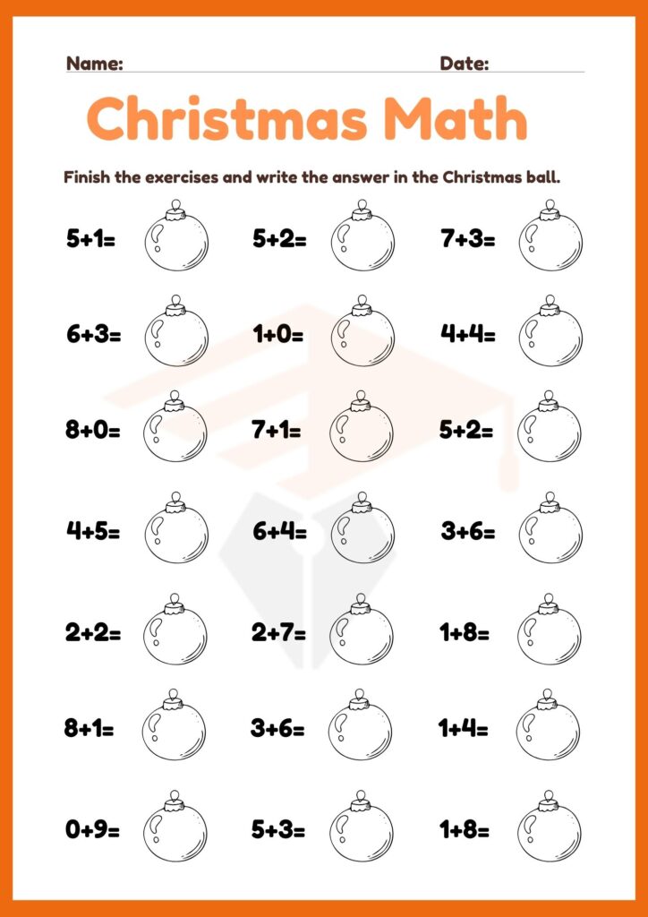 christmas addition worksheet 2 for kindergarten