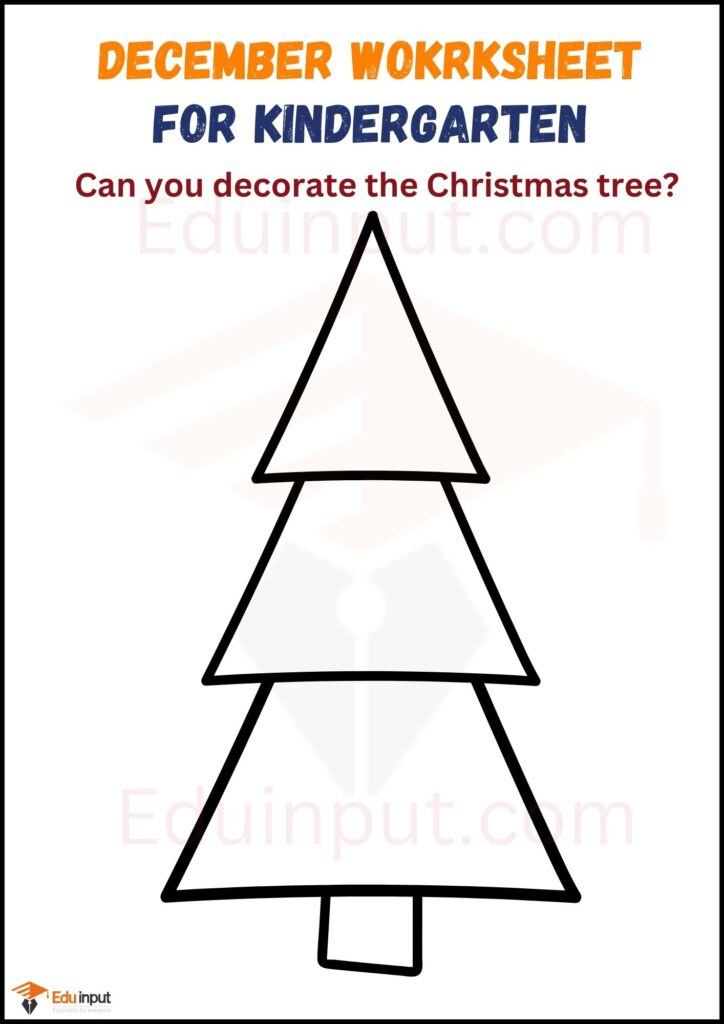 Decorate Christmas tree worksheet