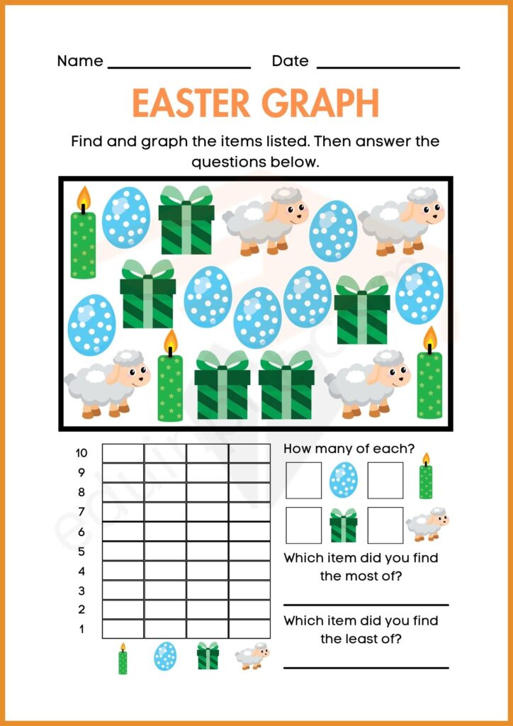 Easter Graph worksheet for kindergarten