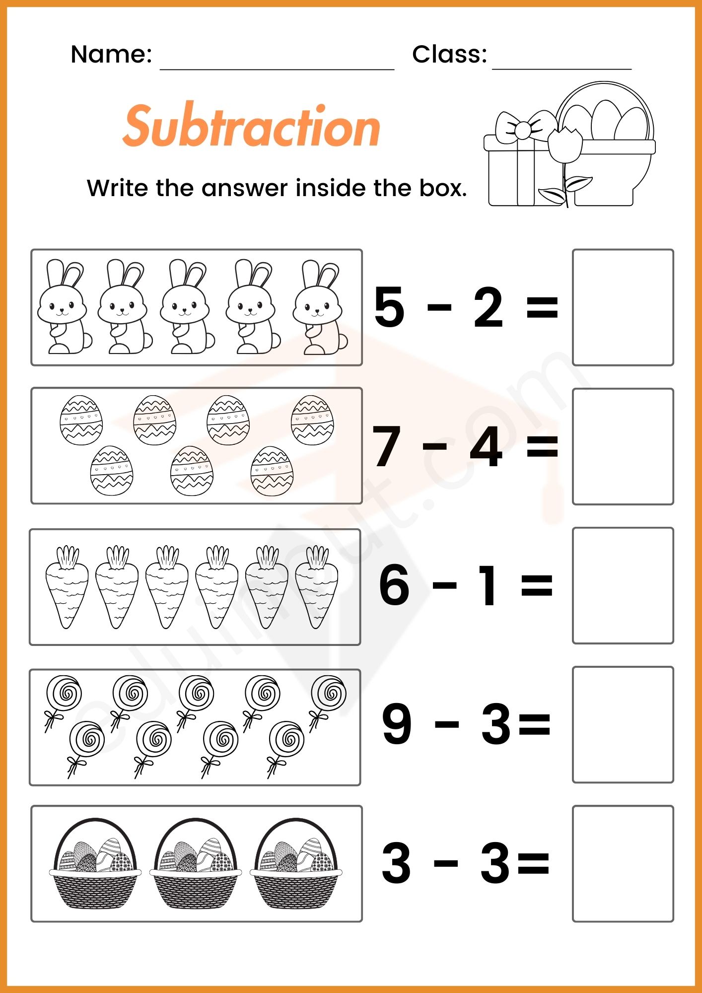 Easter Math Worksheets for Kindergarten