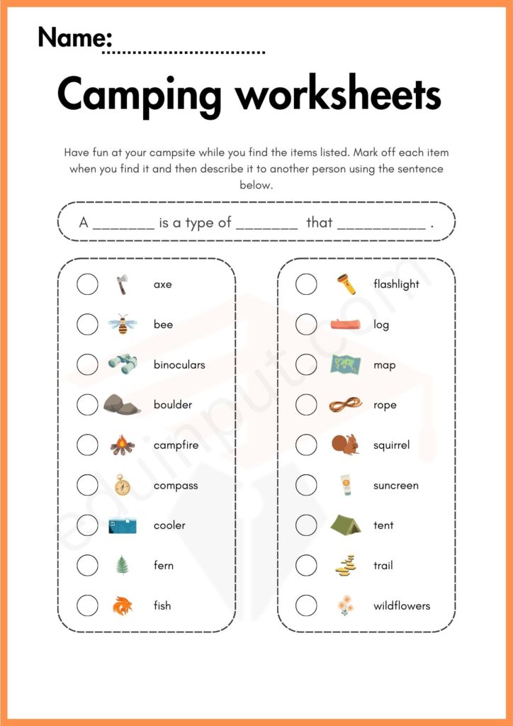 Mark each item while working worksheet for kindergarten