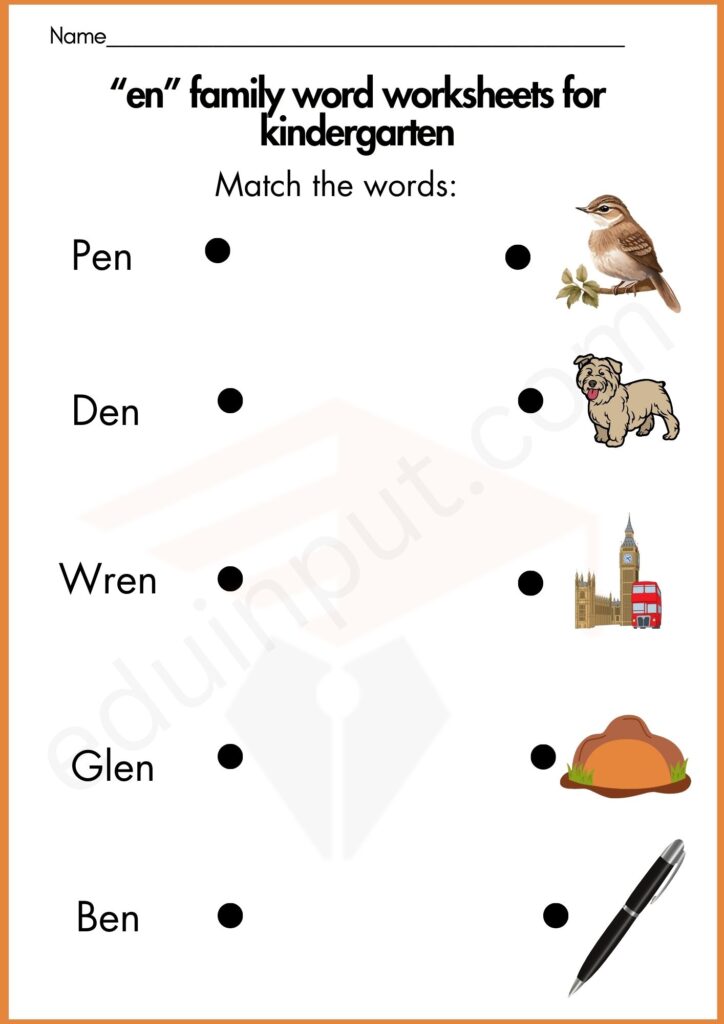 Match the words worksheet