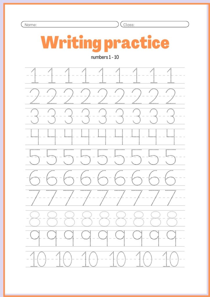 Writing Practice Worksheet for kindergarten