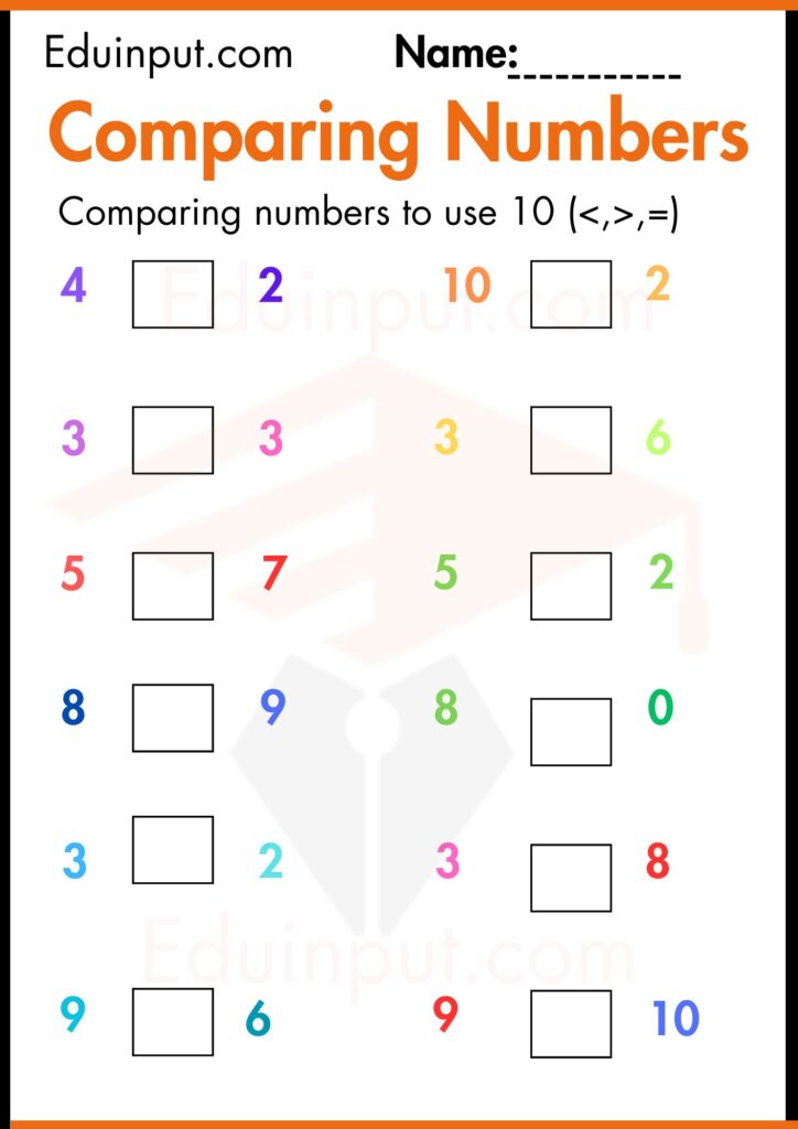 Image showing Comparing Numbers worksheets for kindergarten