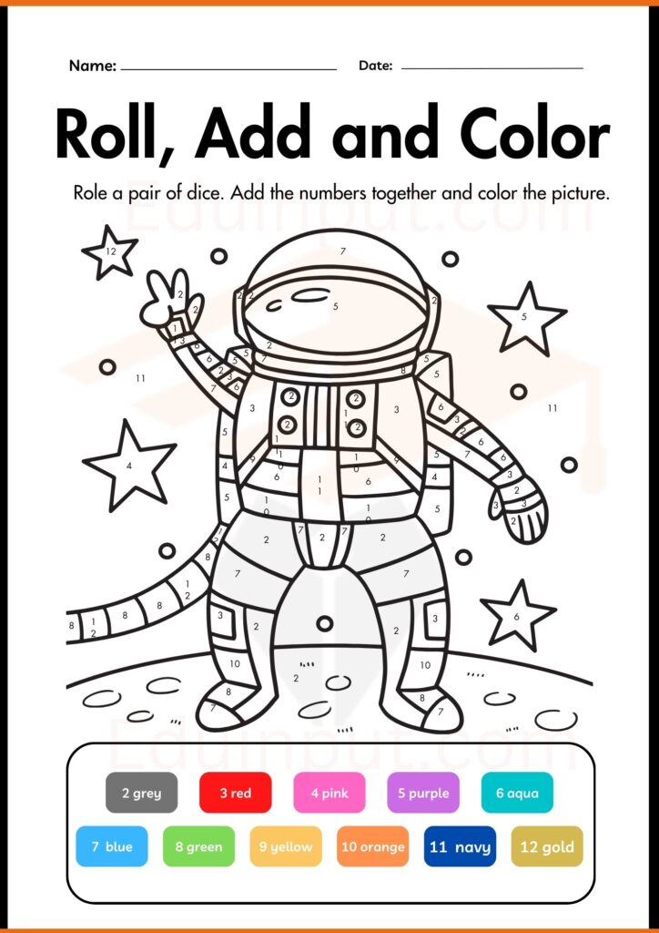 Roll Add and Color worksheets 2