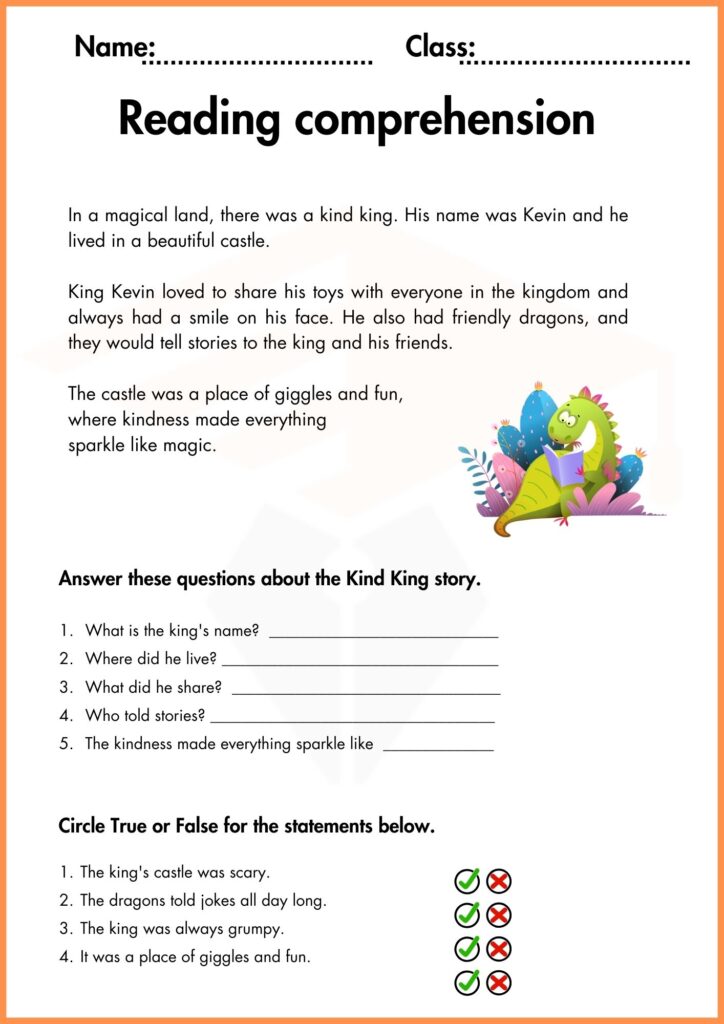 answer and cricle question comprehension worksheets 2