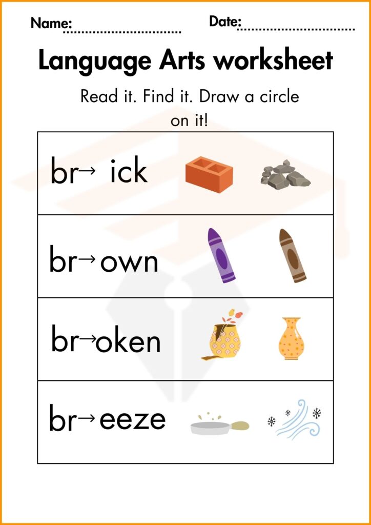 draw a cricle on it language art worksheets 2