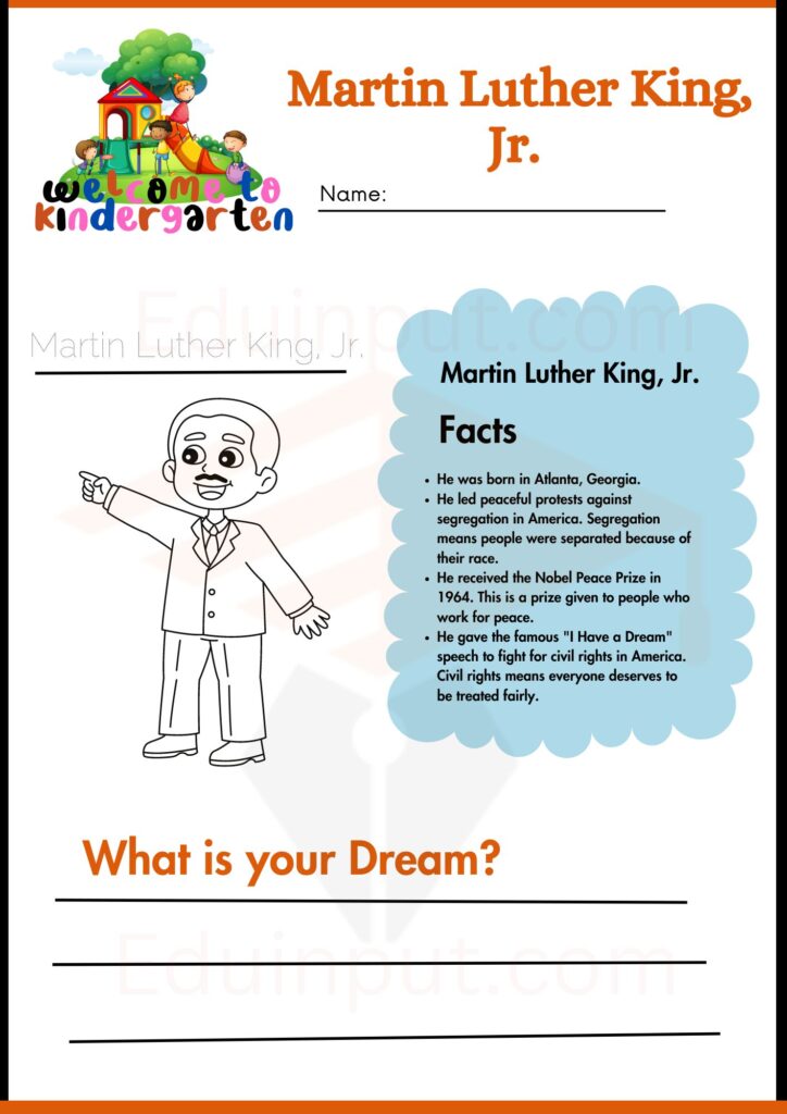 Image showing Martin Luther King, Jr. worksheets for kindergarten