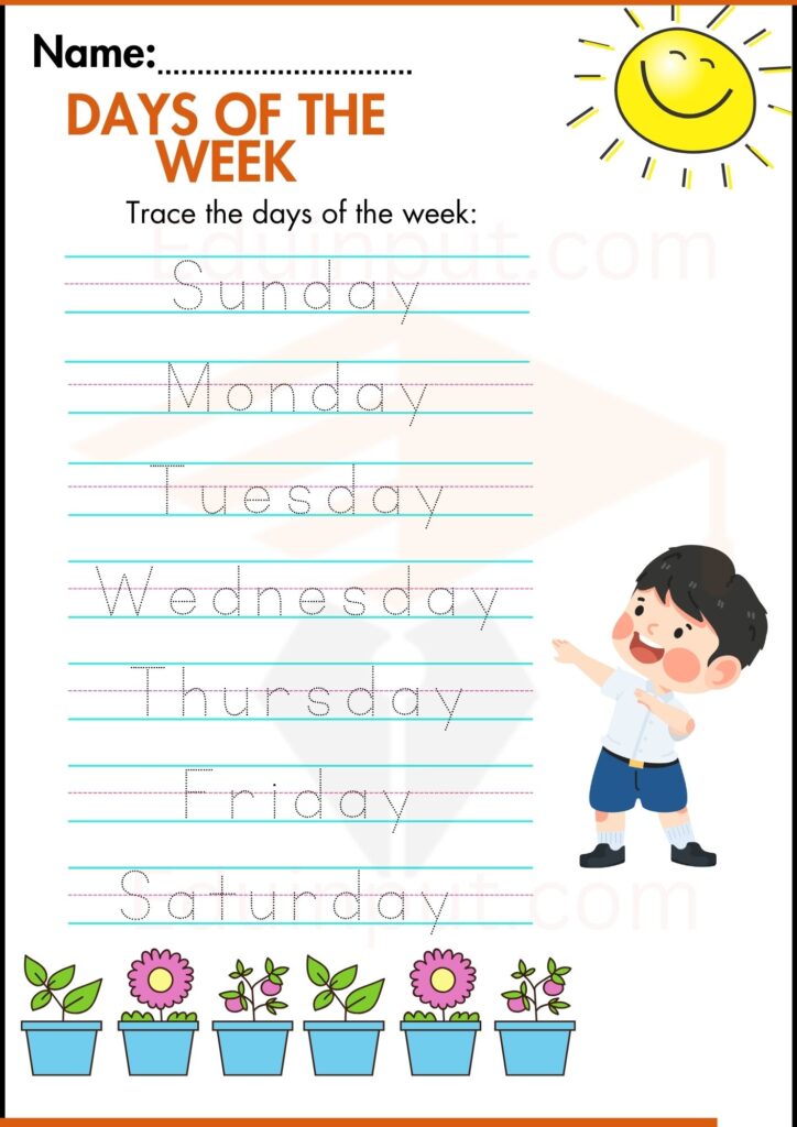 trace the days worksheets 4