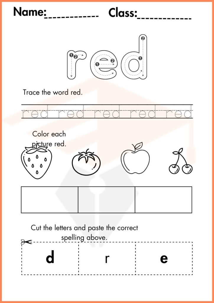 trace the red word fun worksheets 2