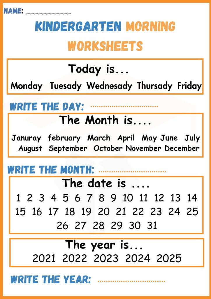 write the day month and year morning worksheets 6