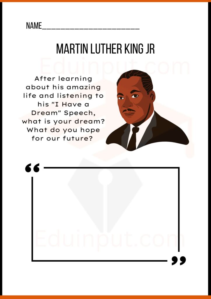 write the martin luther king jr worksheets 4