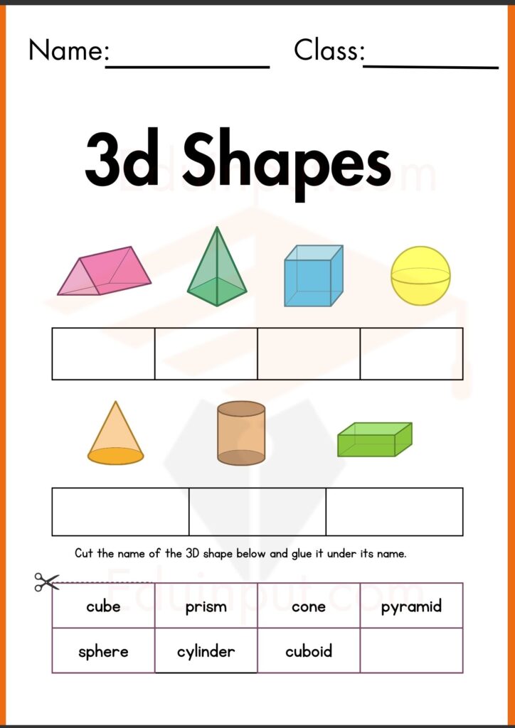 Image showing 3d shapes worksheets for kindergarten