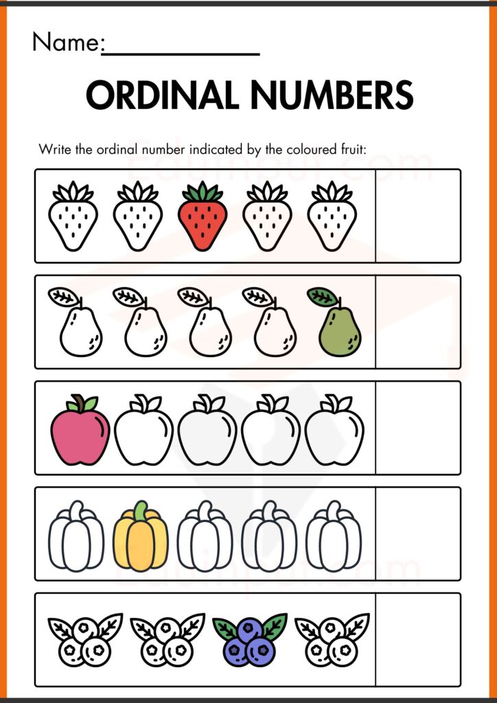 write the correct Ordinal Numbers worksheets 3