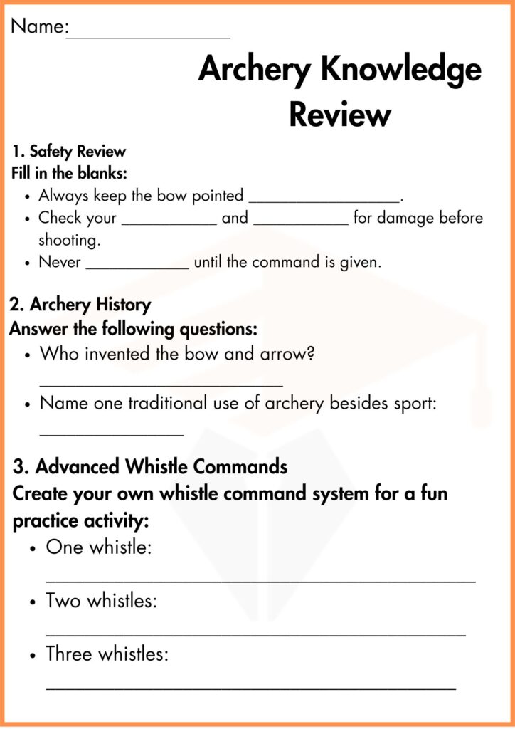 image showing Archery Knowledge Review worksheets 