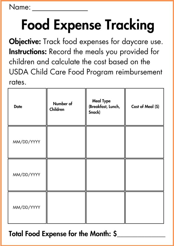 Image showing Food Expense Tracking worksheet 