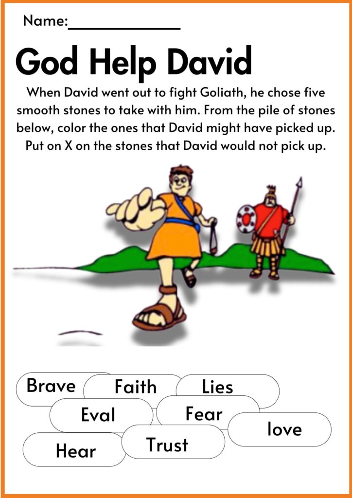 image showing God help  david and goliath worksheets 