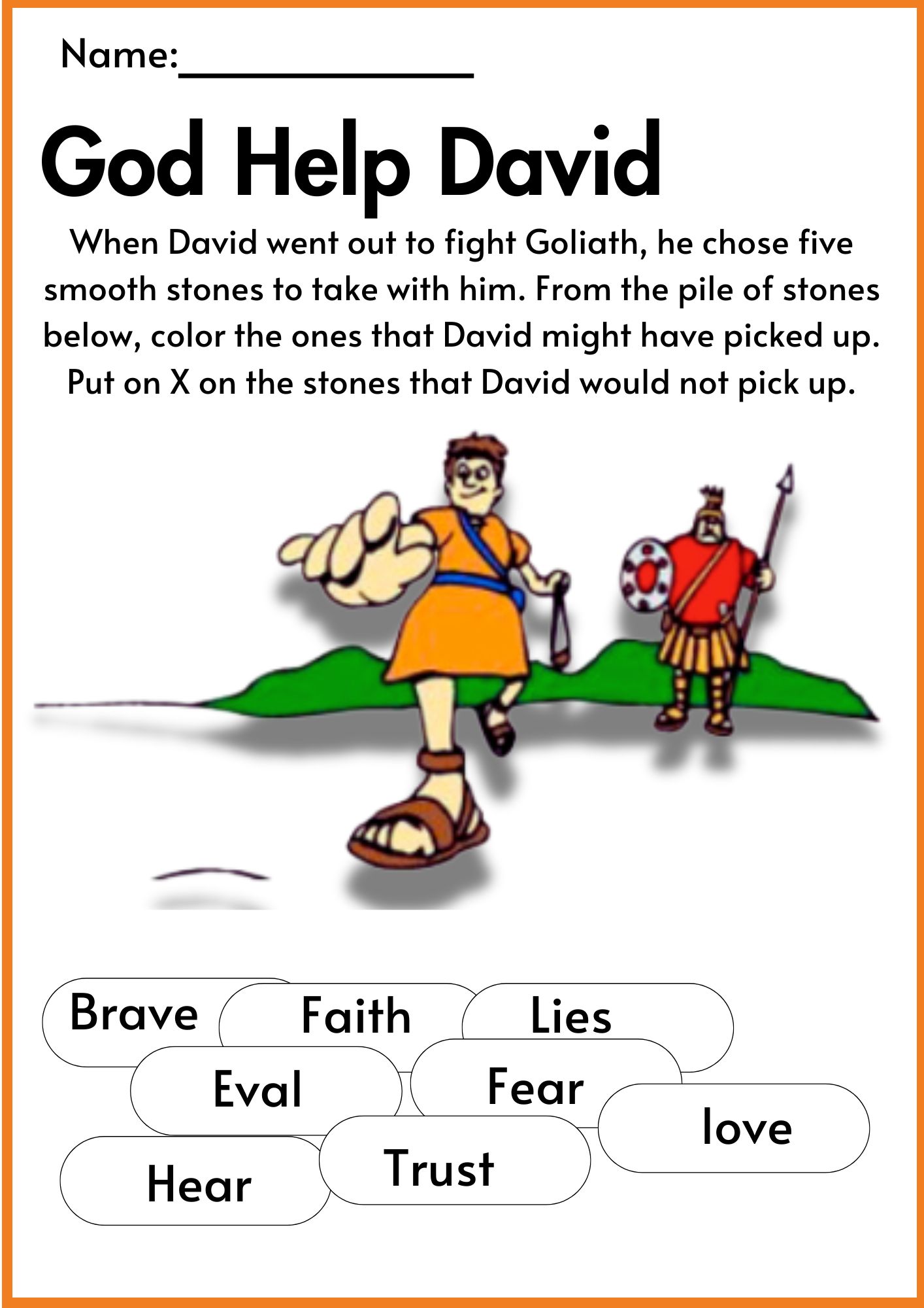 David and Goliath Worksheets