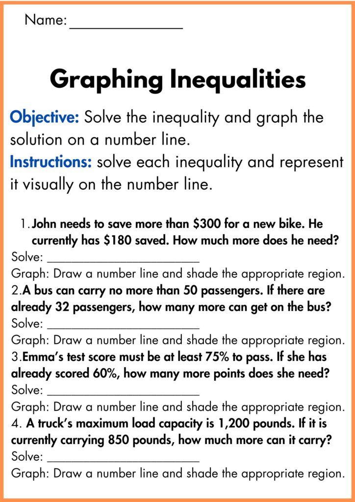 image showing Graphing Inequalities worksheet 