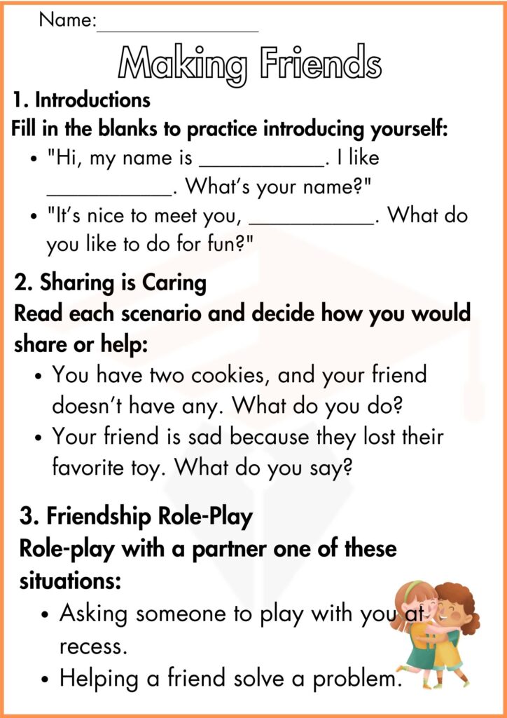 image showing Making Friends worksheets 