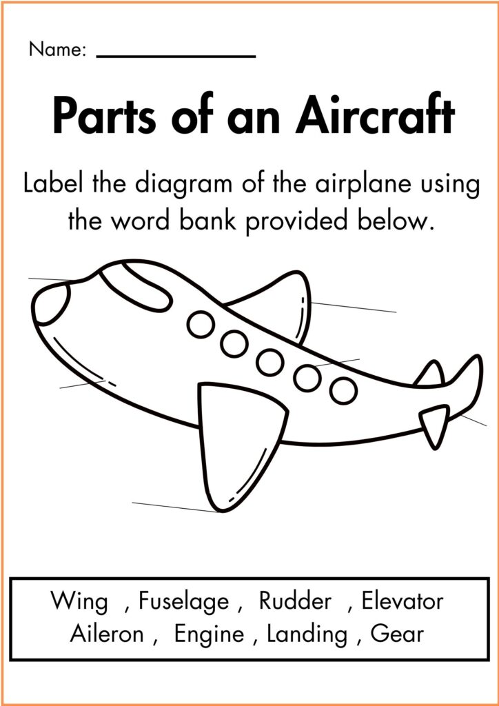 image showing Parts of an Aircraft worksheet 