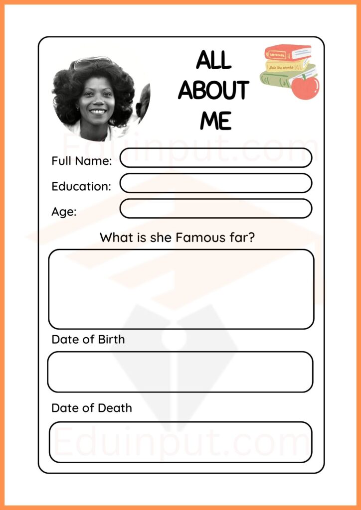 image showing Wilma Rudolph all about me worksheets 