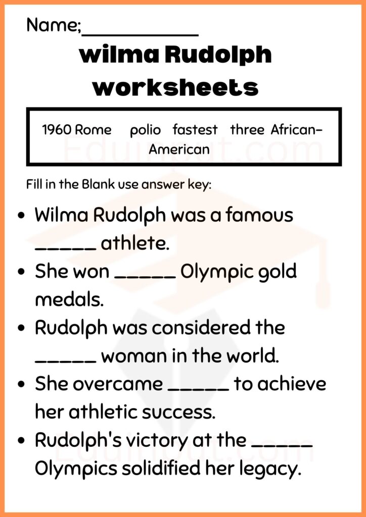 image showing blanks Wilma Rudolph worksheets 