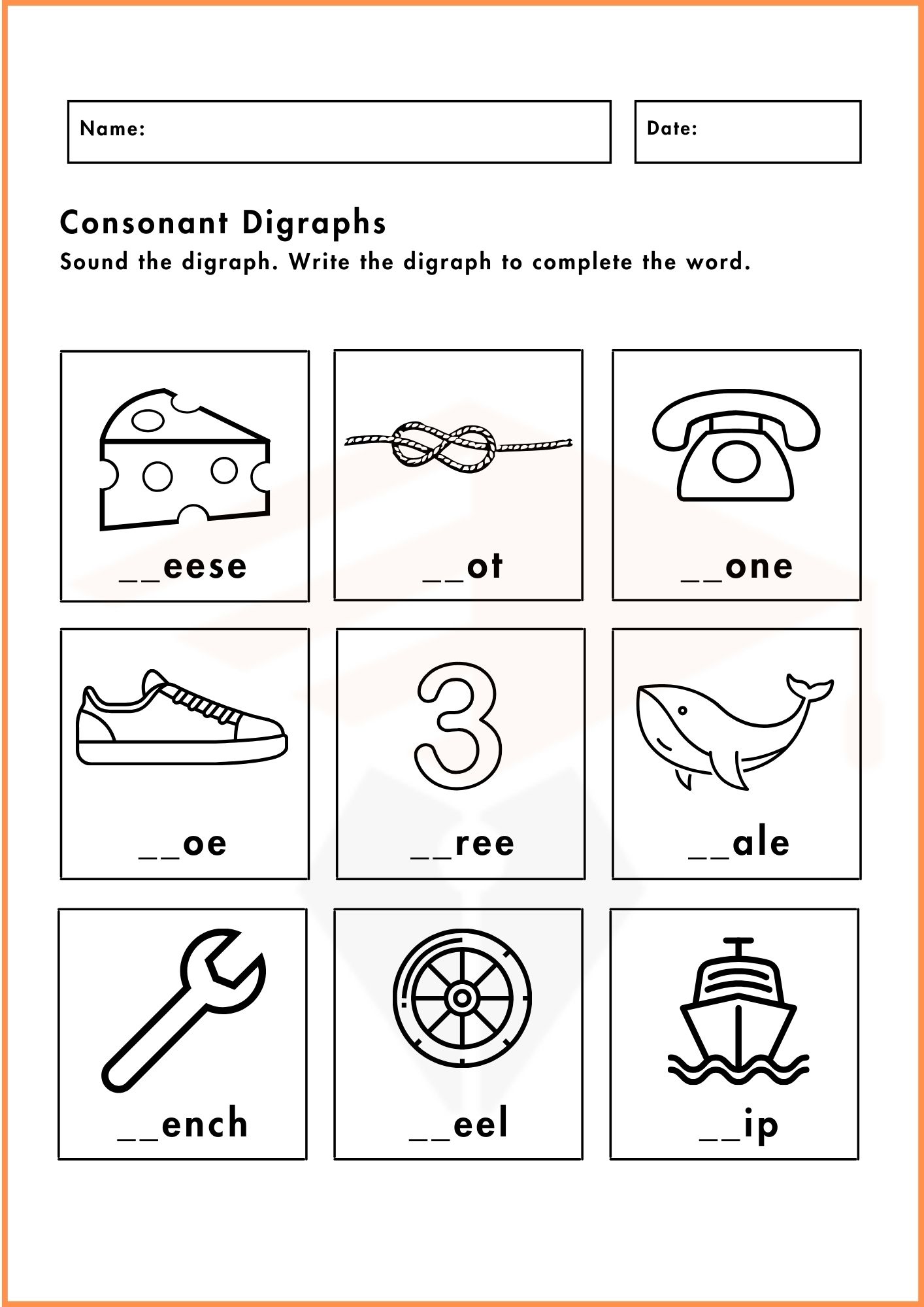 Consonant Digraphs Worksheet