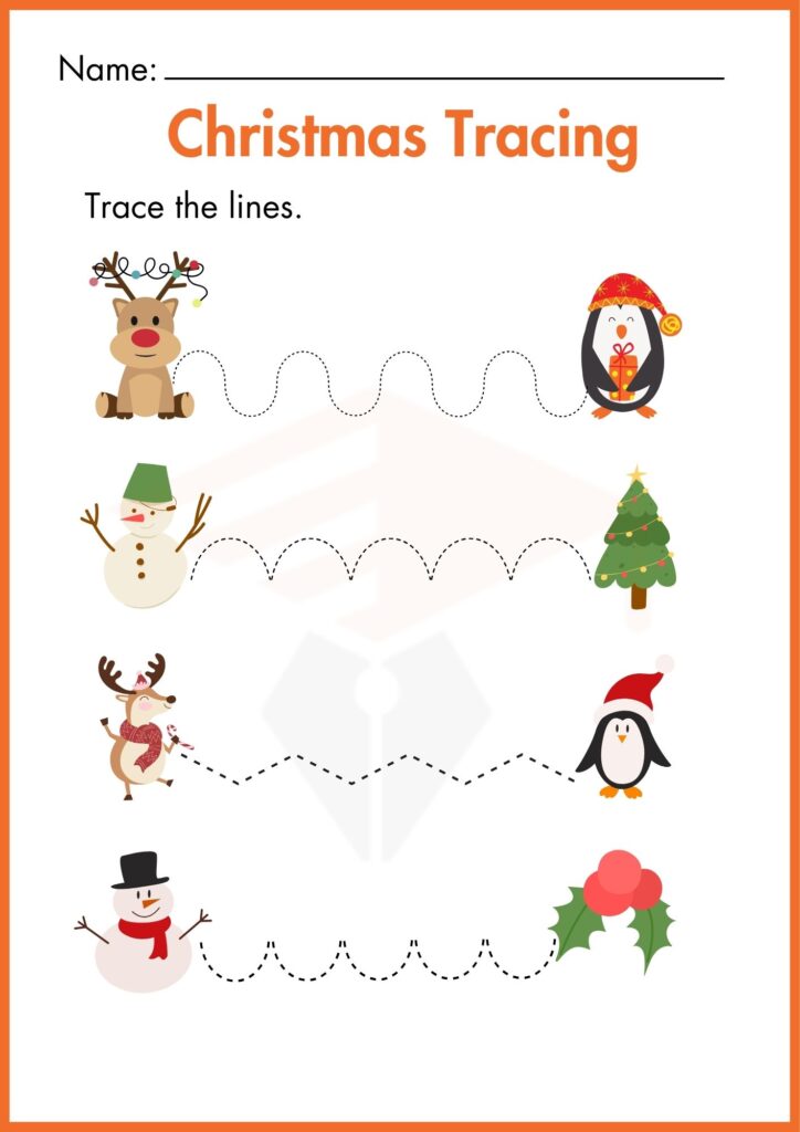 image showing trace the line chrismas worksheet 2