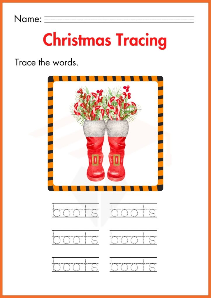 image showing  trace the word cristmas worksheet 4