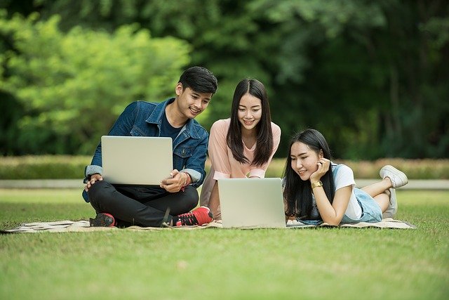 image showing students studying on laptop