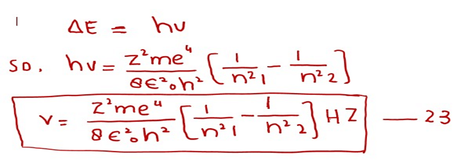 image showing equation to determine the frequency of the photon