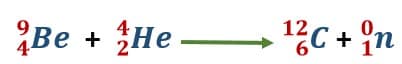 image showing the equation of discovery of the neutron