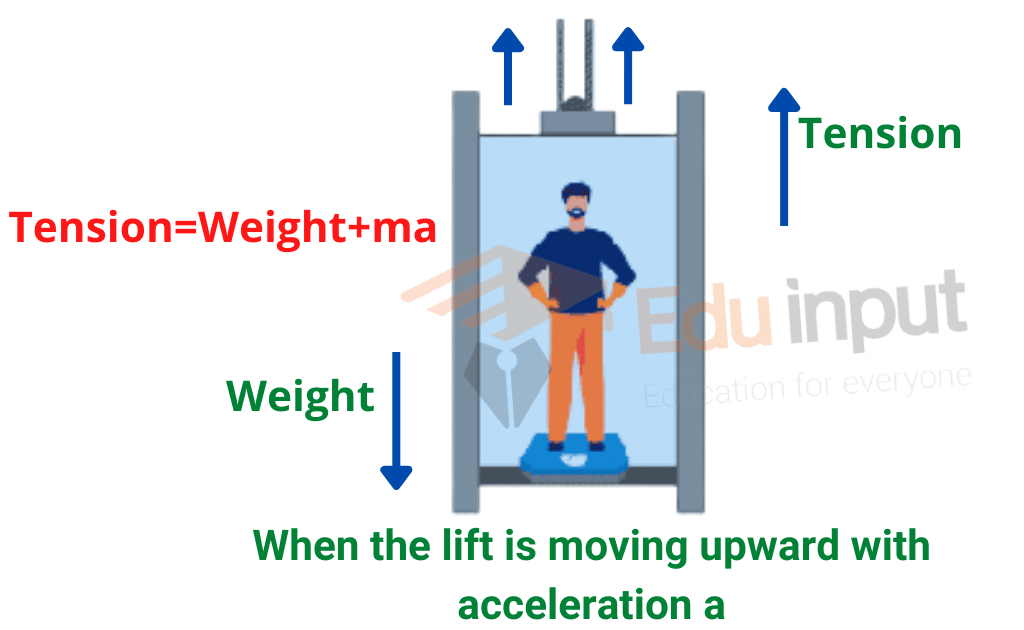 image showing the real and apparent weight when the lift is moving upward