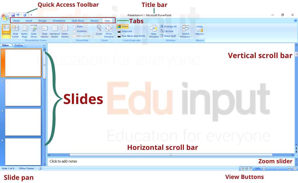 image showing the presentation software and its features