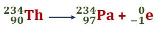 image of example of beta decay equation