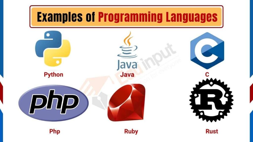 Image showing examples of programming languages