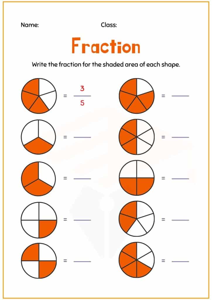 Fraction Worksheet for grade 2