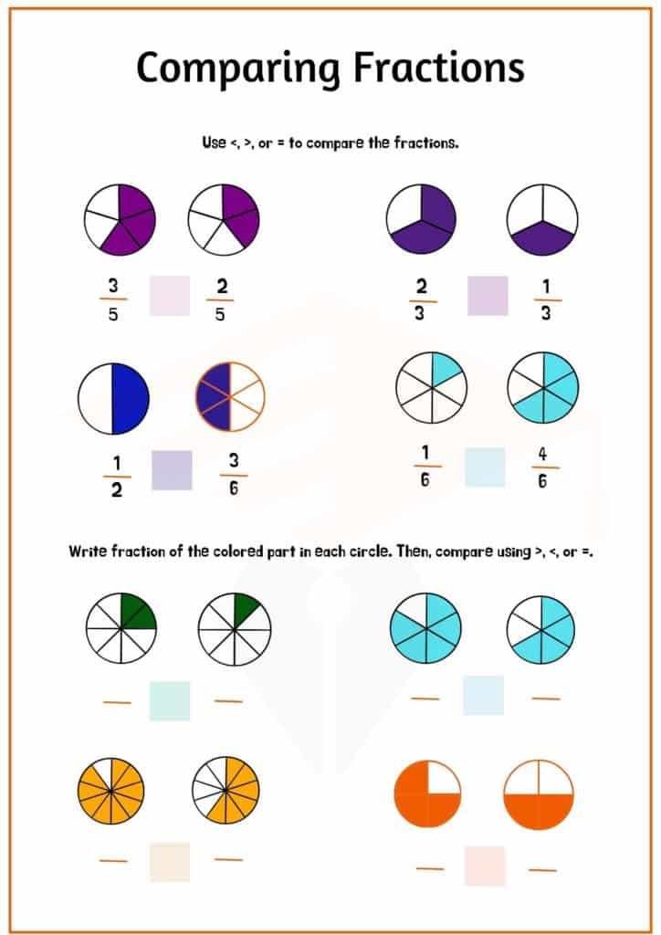 Fraction worhseet for Grade 4