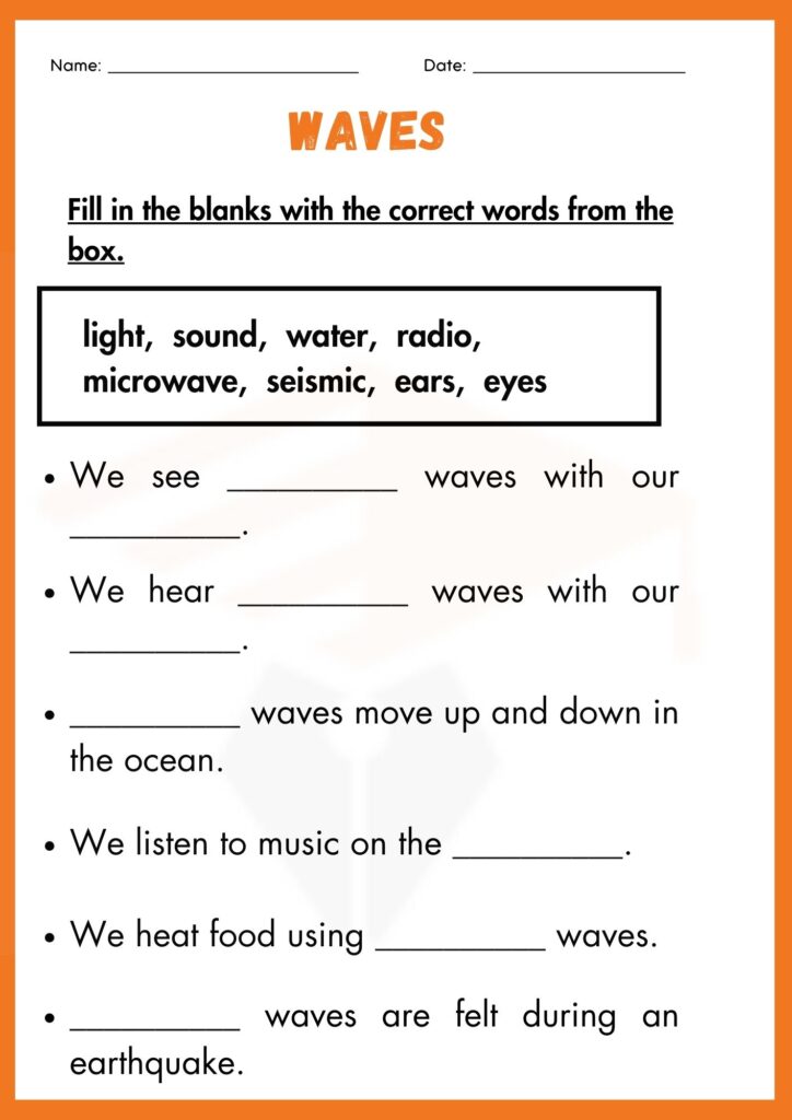 Waves worksheets for grade 3