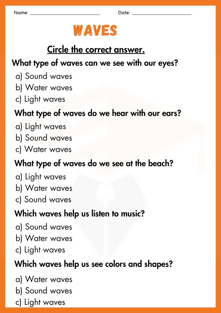 Waves worksheets for grade 5